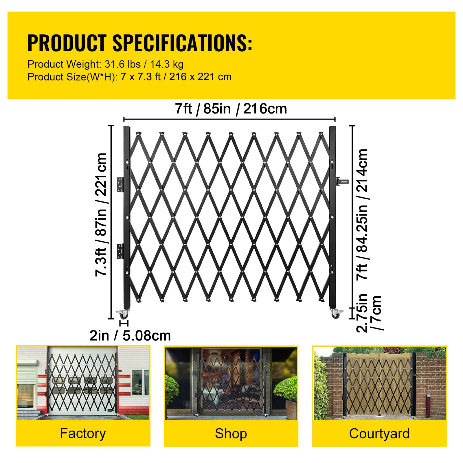 Folding Security Gate - Flexible Steel Scissor Door For Entryway_voghion.com